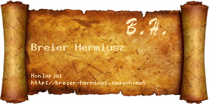 Breier Hermiusz névjegykártya